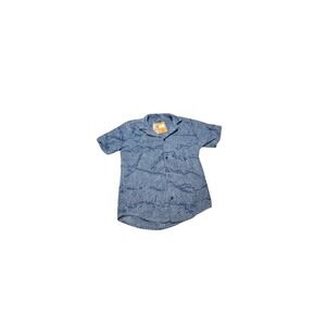 OAS Men's XXL Wavy Terry Soft Terry Right After Swim Shirt Blue‎ Geometric Wave